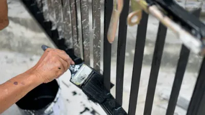 Freshly painted wrought iron railing in Ottawa
