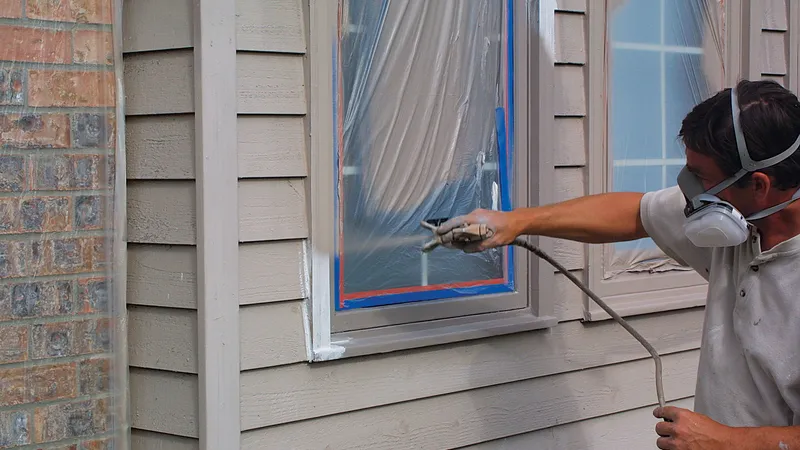 Spray painting a large exterior surface in Ottawa